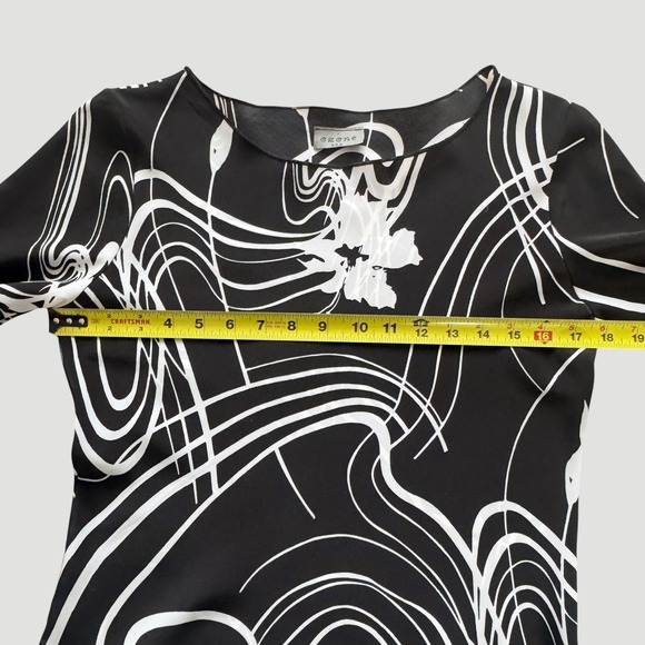 Vintage Ozone USA Black White Asymmetrical Handkerchief Blouse M Y2K Whimsigoth - Picture 6 of 13